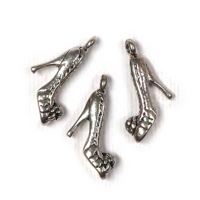 Ornament metalic Charm, 3 buc - pantofi roz cu toc, 3D