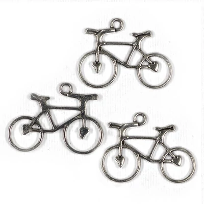 Charm, ornament metalic, 3 buc - bicicleta