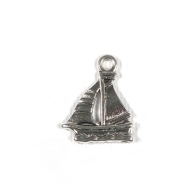 Charm, ornament metalic, 3 buc - barca cu pânze