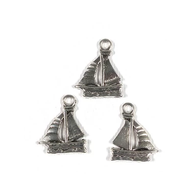 Charm, ornament metalic, 3 buc - barca cu pânze