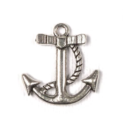 Charm, ornament metalic, 3 buc - ancora, 3D