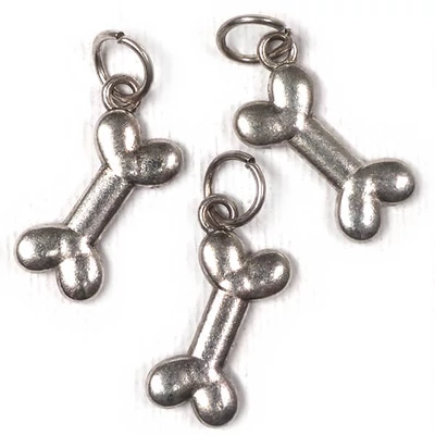 Charm, ornament metalic, 3 buc - os de câine cu Inel pentru montaj, 3D