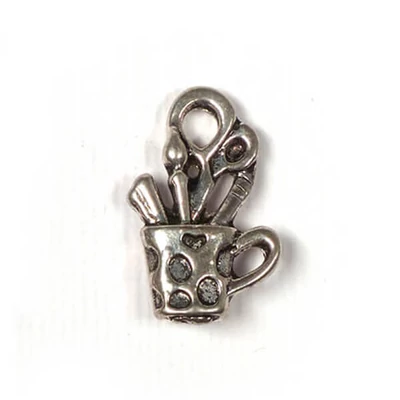 Charm, ornament metalic, 3 buc - cana de arta, 3D