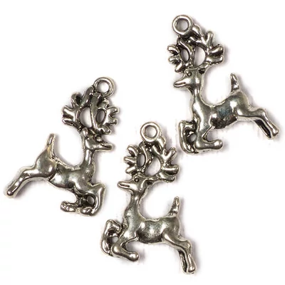 Charm, ornament metalic, 3 buc - caprioara fugara, 3D