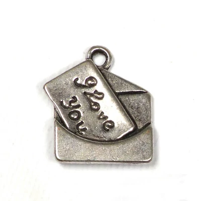 Charm, ornament metalic, 2 piese - scrisoare de dragoste
