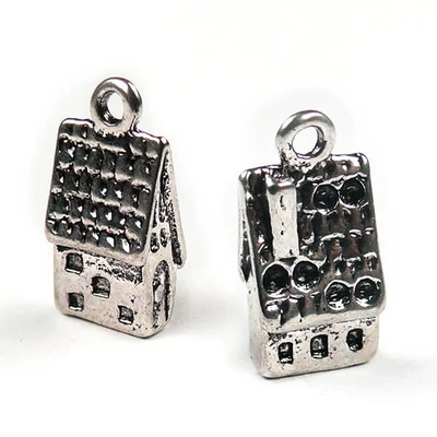 Charm, ornament metalic, 2 buc - casa de turta dulce, 3D