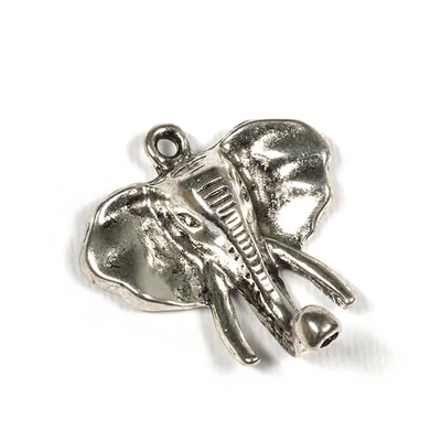 Charm, ornament metalic, 1 buc - elefant, 3D, 35x35x10mm