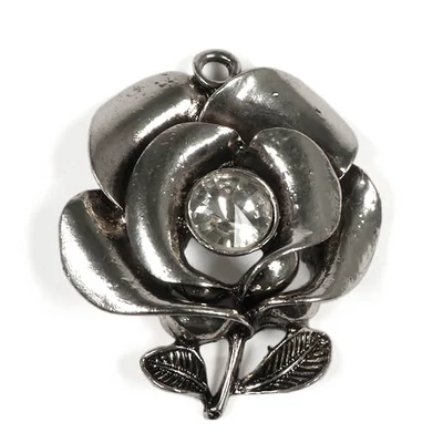 Ornament metalic Charm, 1 buc - floare, piatra