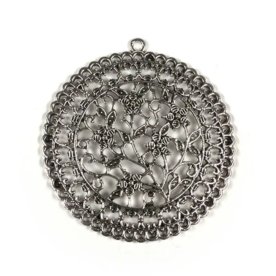 Ornament metalic Charm, 1 buc - rotund, ajurat, floral, decorativ