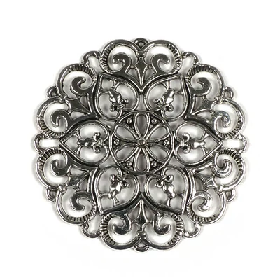 Charm, ornament metalic, 1 buc - rotund, străpuns, inimă