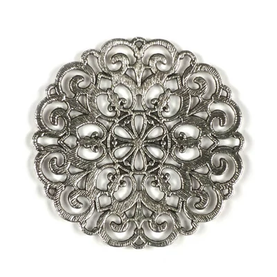 Charm, ornament metalic, 1 buc - rotund, străpuns, inimă
