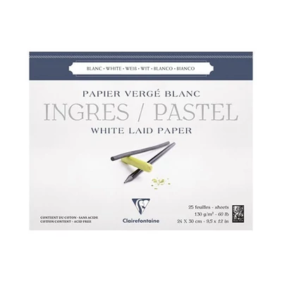 Clairefontaine bloc hârtie  Ingres, 130 g, 25 coli, alb - 24x30 cm