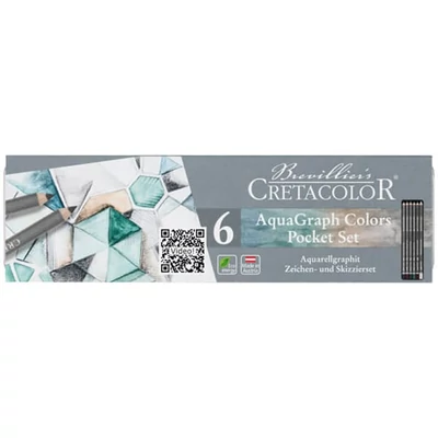 Cretacolor Aquagraph Colors Pocket Set Set creioane grafit solubile în apă, 6 buc., cutie metalică