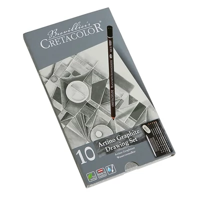 Set de desen Cretacolor Artino Grafit grafit, 10 piese, cutie metalică