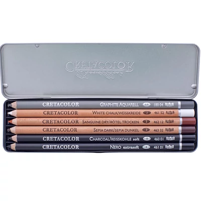 Cretacolor Basic Pencil Pocket Set Set creioane schiță, 6 buc., cutie metalică