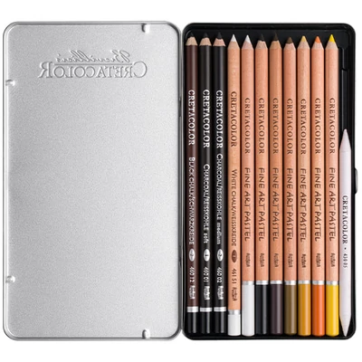 Cretacolor Eagle Set, set de desen, 12 buc, în cutie metalică