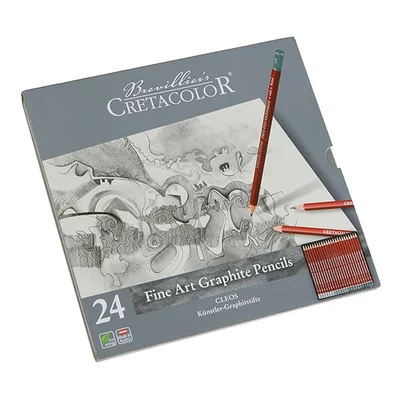 Set creioane grafit Cretacolor Fine Art Graphite - 24 buc, cutie metalica