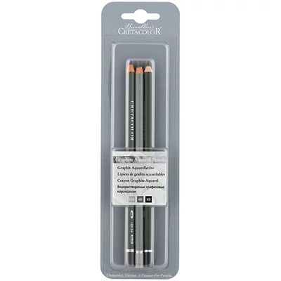 Set creioane grafit Cretacolor Graphite Aquarell solubile în apă, 3 buc