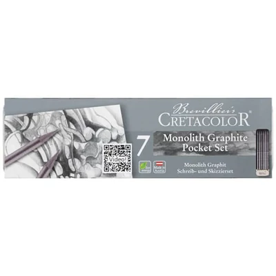 Set baton grafit Cretacolor Monolith Graphite Pocket Set, 7 piese, cutie metalică