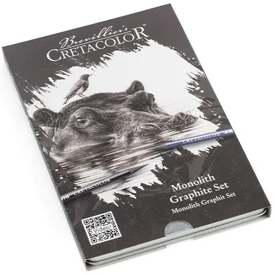 Cretacolor Monolith Graphite Set , set de desen grafit, 11 buc, în cutie metalică