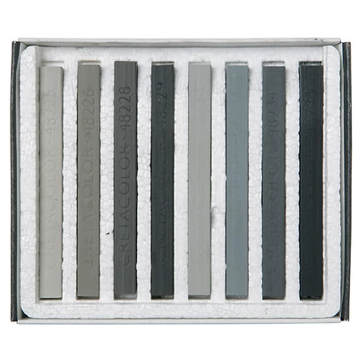 Set crete pastel Cretacolor - 8 buc, nuanțe de gri