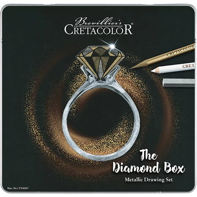 Set de desene și schițe Cretacolor The Diamond Box, 15 buc. , cutie metalică
