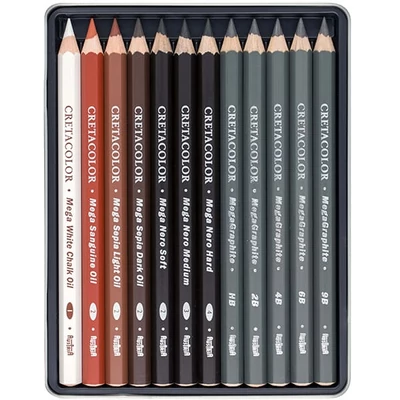 Cretacolor X-Sketch Mega set de creioane pentru desen și schiță, 12 buc