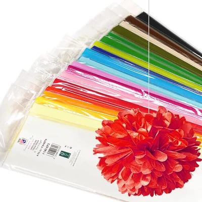 Hârtie mătase în pachet, 50x76 cm, 20 g, 6 buc - în diverse culori