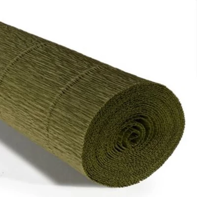 Hârtie creponată florală, 180 g, 50x250 cm - 17A8 verde măsline închis
