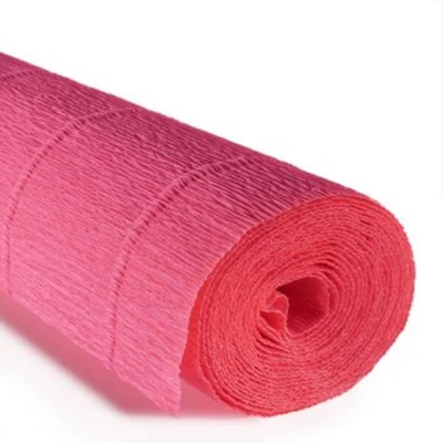 Hârtie creponată cu flori, 180 g, 50x250 cm - 551 roz fluo