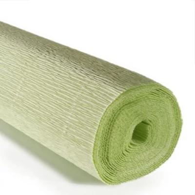Hârtie creponată florală, 180 g, 50x250 cm - 566 verde gălbui pal