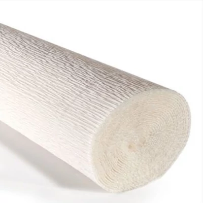 Hârtie creponată cu flori, 180 g, 50x250 cm - 600 alb