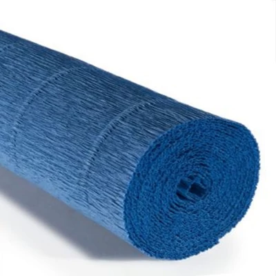 Hârtie creponată cu flori, 180 g, 50x250 cm - 615 albastru mediu