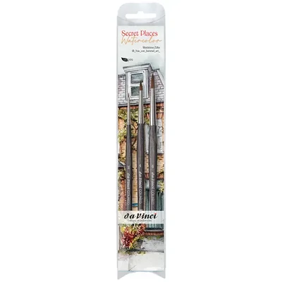 Da Vinci Secret Places Watercolour set de pensule, sintetice, rotunde, 3 buc