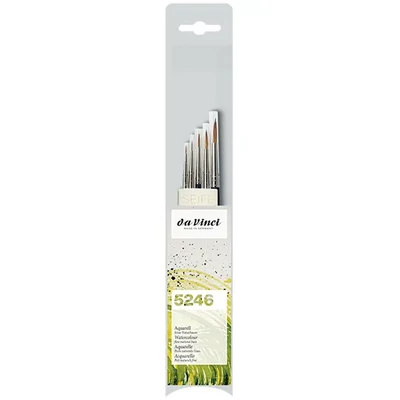 Da Vinci 5246 Set pensulă acuarelă, cu gât roșu, rotundă, 5 buc + săpun