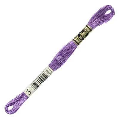 Ață pentru broderie DMC Mouliné (împărțit, 6 fire), 8 m - 097-553, Violet