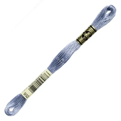 Ață pentru broderie DMC Mouliné (împărțit, 6 fire), 8 m - 163-932, Antique Blue - LT