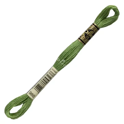 Ață pentru broderie DMC Mouliné (împărțit, 6 fire), 8 m - 236-988, Forest Green - MED