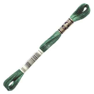 Ață pentru broderie DMC Mouliné (împărțit, 6 fire), 8 m - 253-699, Green