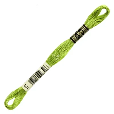 Ață pentru broderie DMC Mouliné (împărțit, 6 fire), 8 m - 254-907, Parrot Green - LT