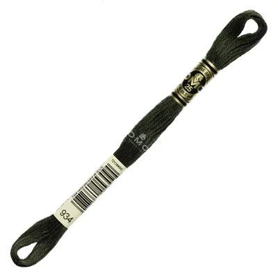 Ață pentru broderie DMC Mouliné (împărțit, 6 fire), 8 m - 265-934, Avocado Green - BLACK
