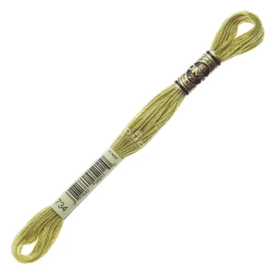 Ață pentru broderie DMC Mouliné (împărțit, 6 fire), 8 m - 284-734, Olive Green - LT
