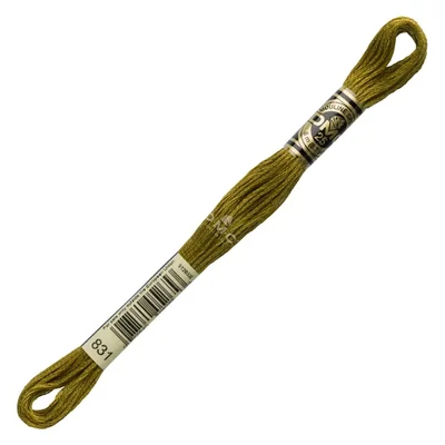 Ață pentru broderie DMC Mouliné (împărțit, 6 fire), 8 m - 299-831, Golden Olive - MED