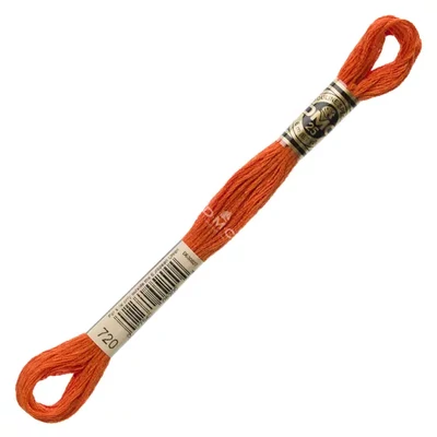 Ață pentru broderie DMC Mouliné (împărțit, 6 fire), 8 m - 367-720, Orange Spice - DK