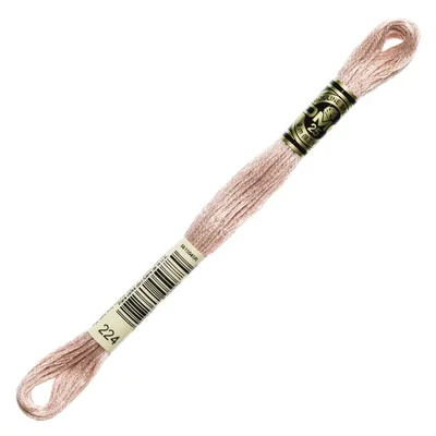 Ață pentru broderie DMC Mouliné (împărțit, 6 fire), 8 m - 382-224, Shell Pink - VY LT