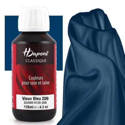 H H Dupont Classique vopsea de mătase, fixare cu abur  125 ml - 209 old blue, vieux bleu