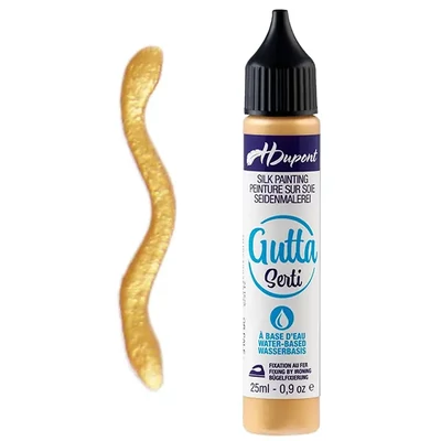 H Dupont Serti contur metalic din mătase, cu fixare cu abur, gutta , 25 ml - 052 aur pal, or pale