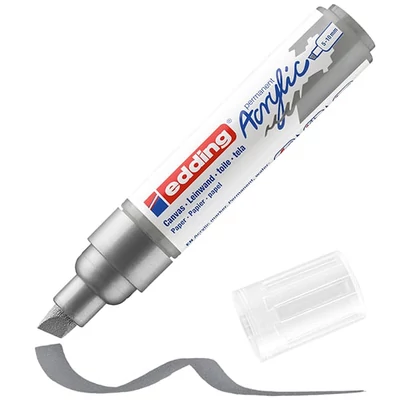edding 5000 marker acrilic, cu vârf tăiat, B (5-10 mm) - 923, rich silver