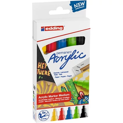 edding 5100 marker acrilic  în set, M (2-3 mm) - 5 buc, bază