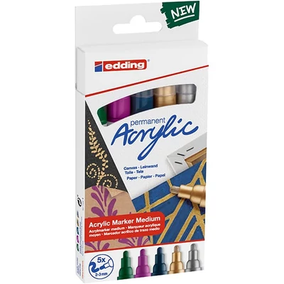 edding 5100 marker acrilic  în set, M (2-3 mm) - 5 buc, festiv